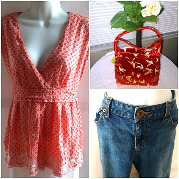 Forever 21 Tops - Forever 21 cotton surplice top w/tie-back and eyelets SZ S